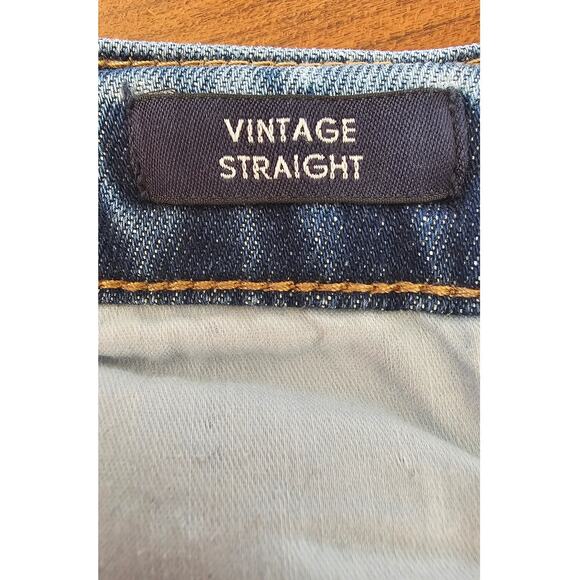 J Crew Vintage Straight Jeans, Dark Denim Side Panel, Frayed Hem, Sz 28 - Picture 8 of 10